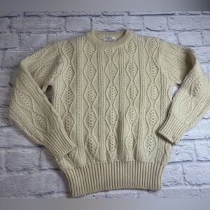 Vintage 1970’s Cream Cable Knit 100% Wool Sweater -Tanner of NC by Dorothy Cox